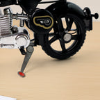 Bullet bike toy model shown with side stand for stable display