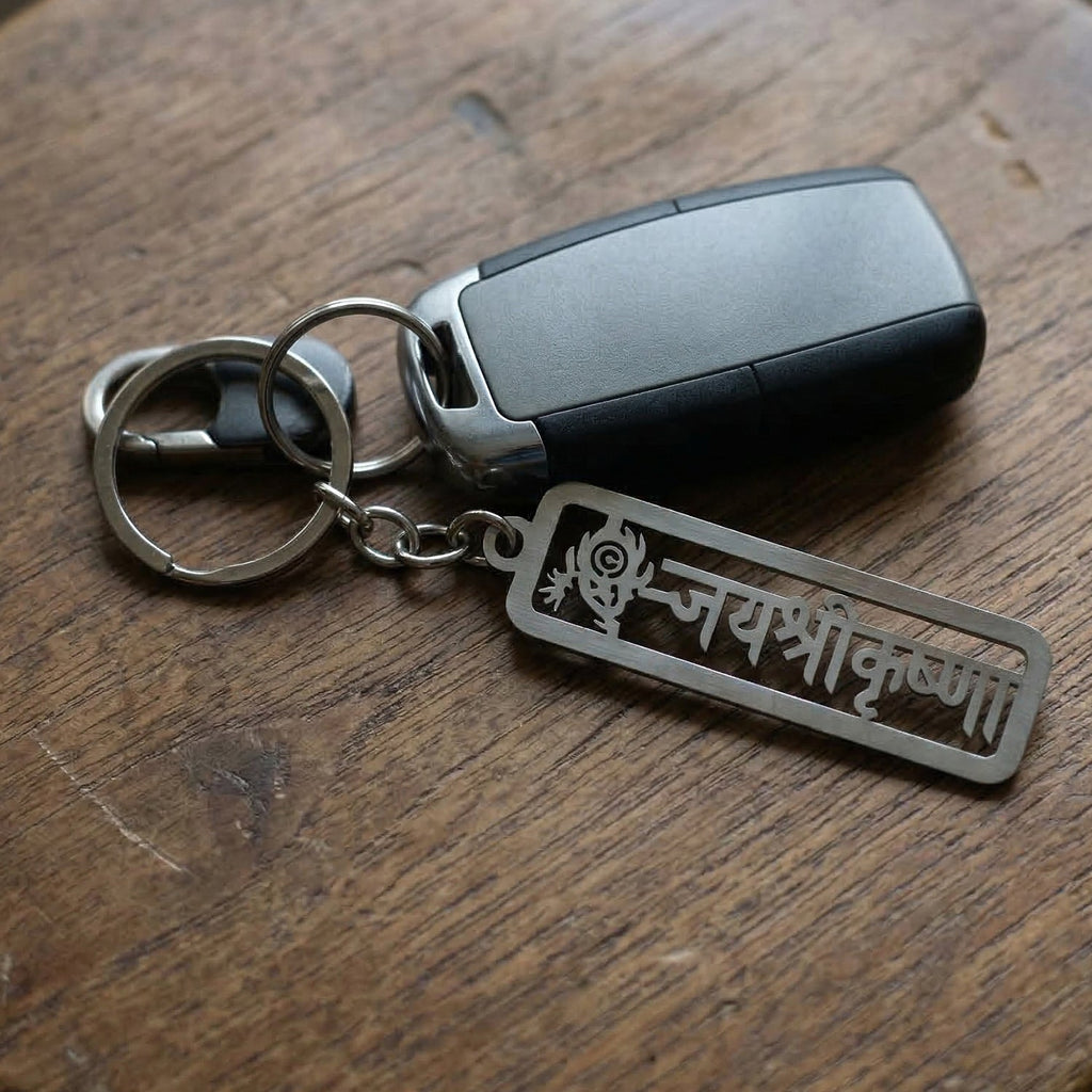 Hindu religious Krishna keychain as a spiritual everyday accessory