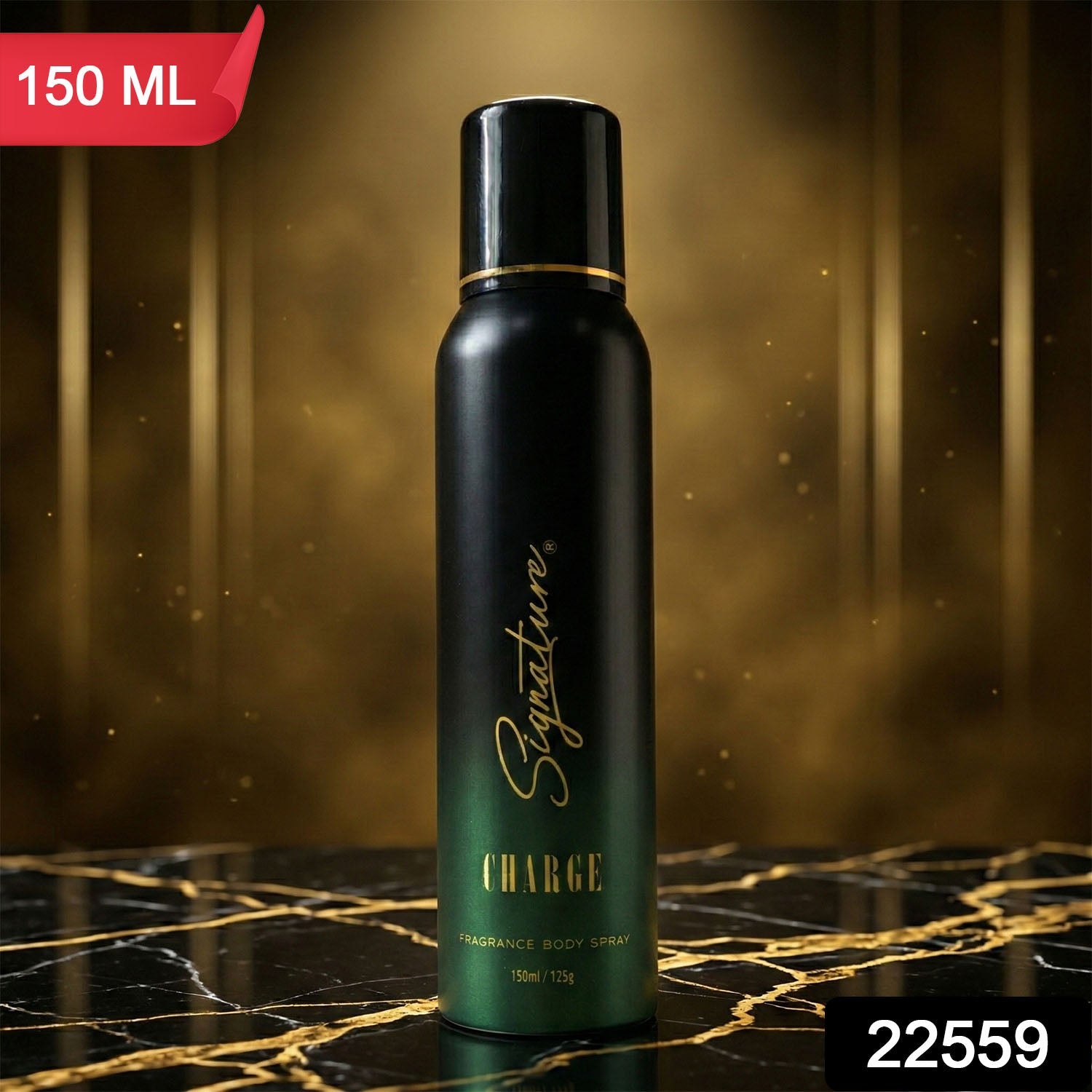 Stylish packaging design of Signature Charge deodorant spray