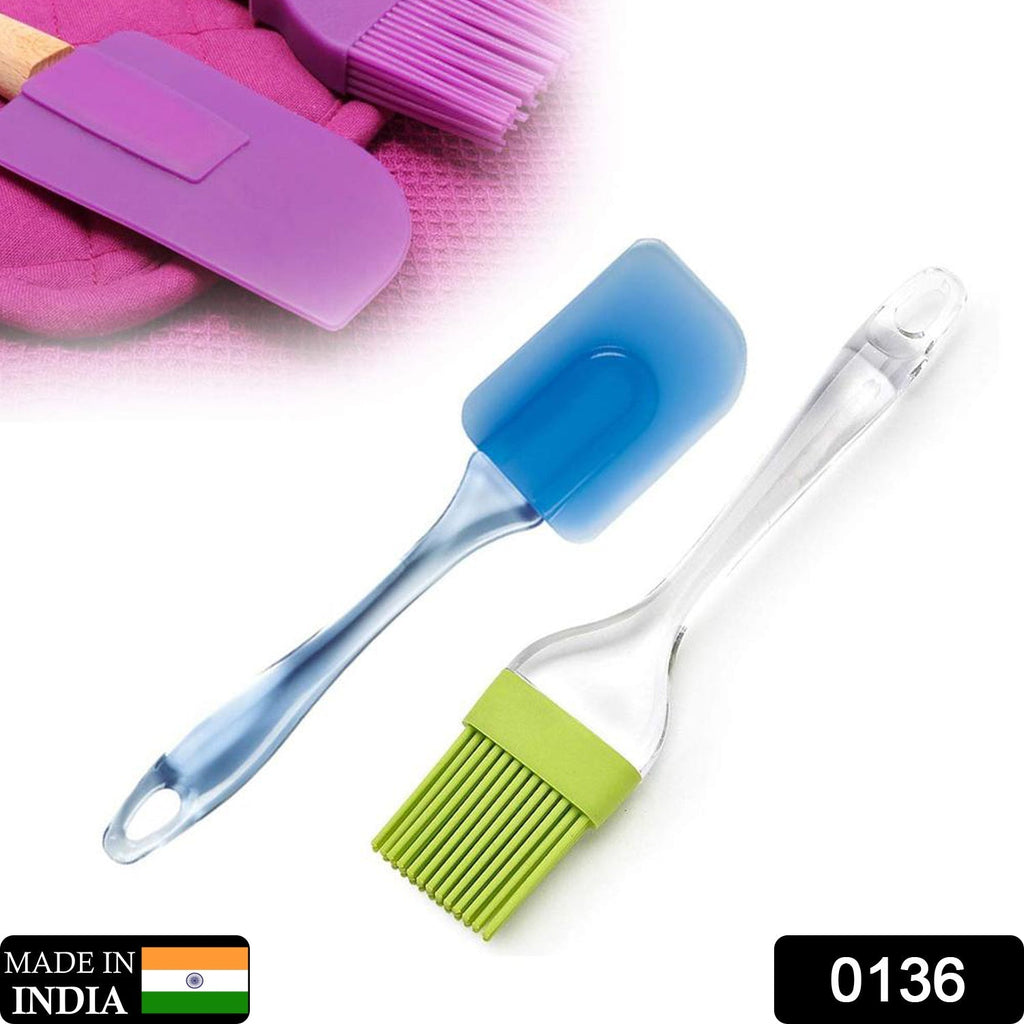 Ergonomic silicone pastry brush and spatula for easy cooking.