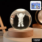 The Moon Crystal Ball Lamp illuminated, showcasing its intricate 3D moon surface detail.