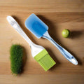 Colorful silicone spatula and pastry brush set for baking.