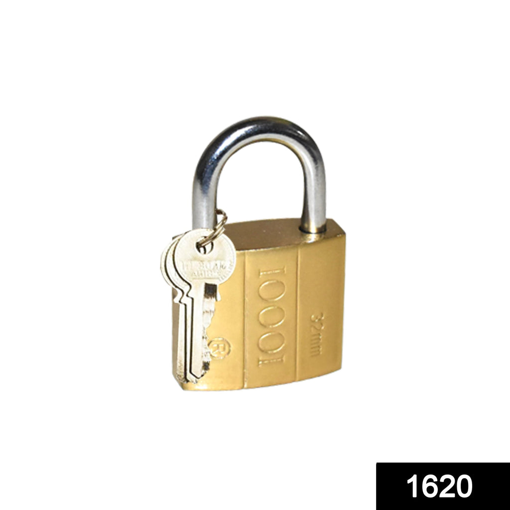 Close-up of a durable brass padlock with hardened steel shackle.