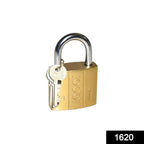 Close-up of a durable brass padlock with hardened steel shackle.