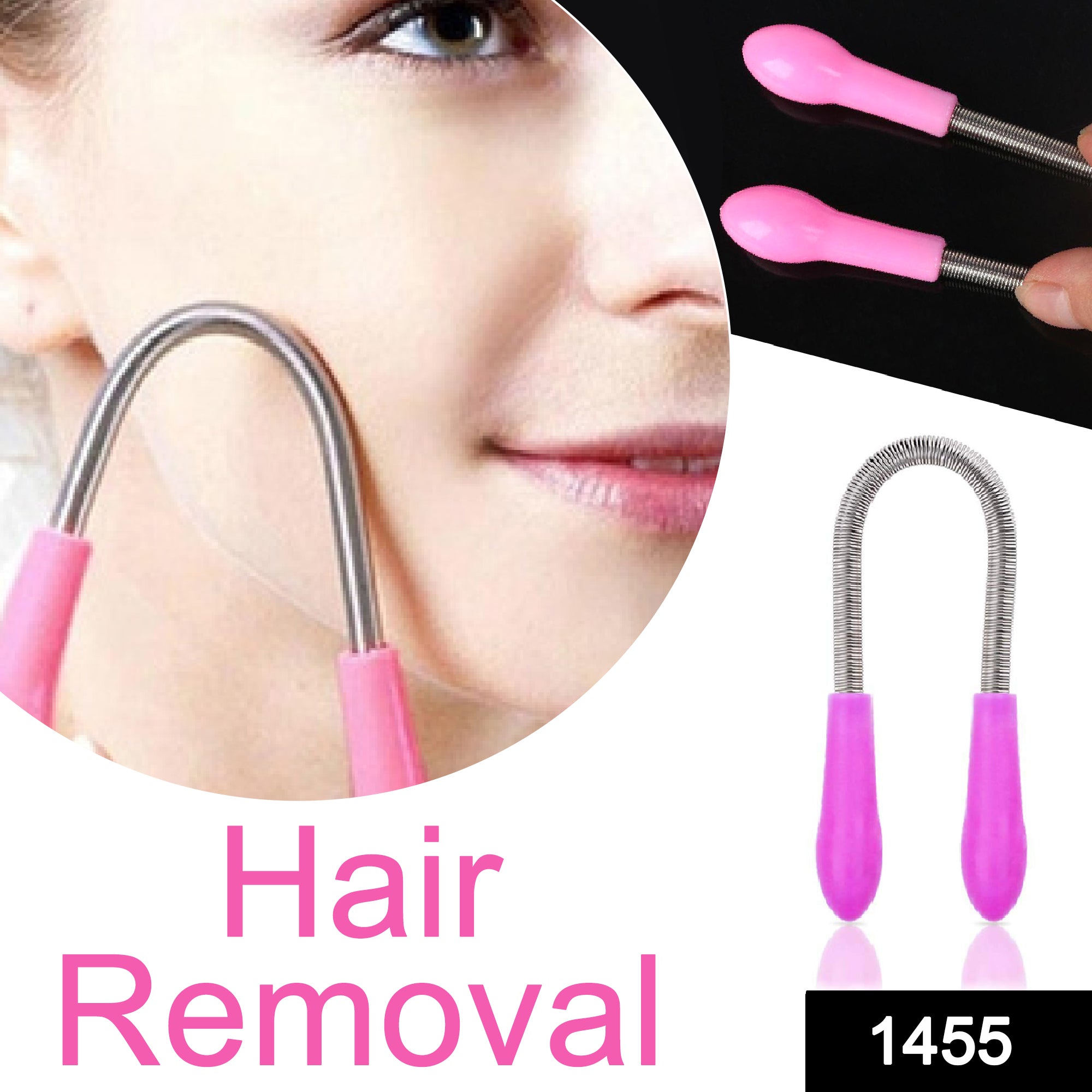 Close-up view of the flexible spring mechanism of the facial hair removal tool.