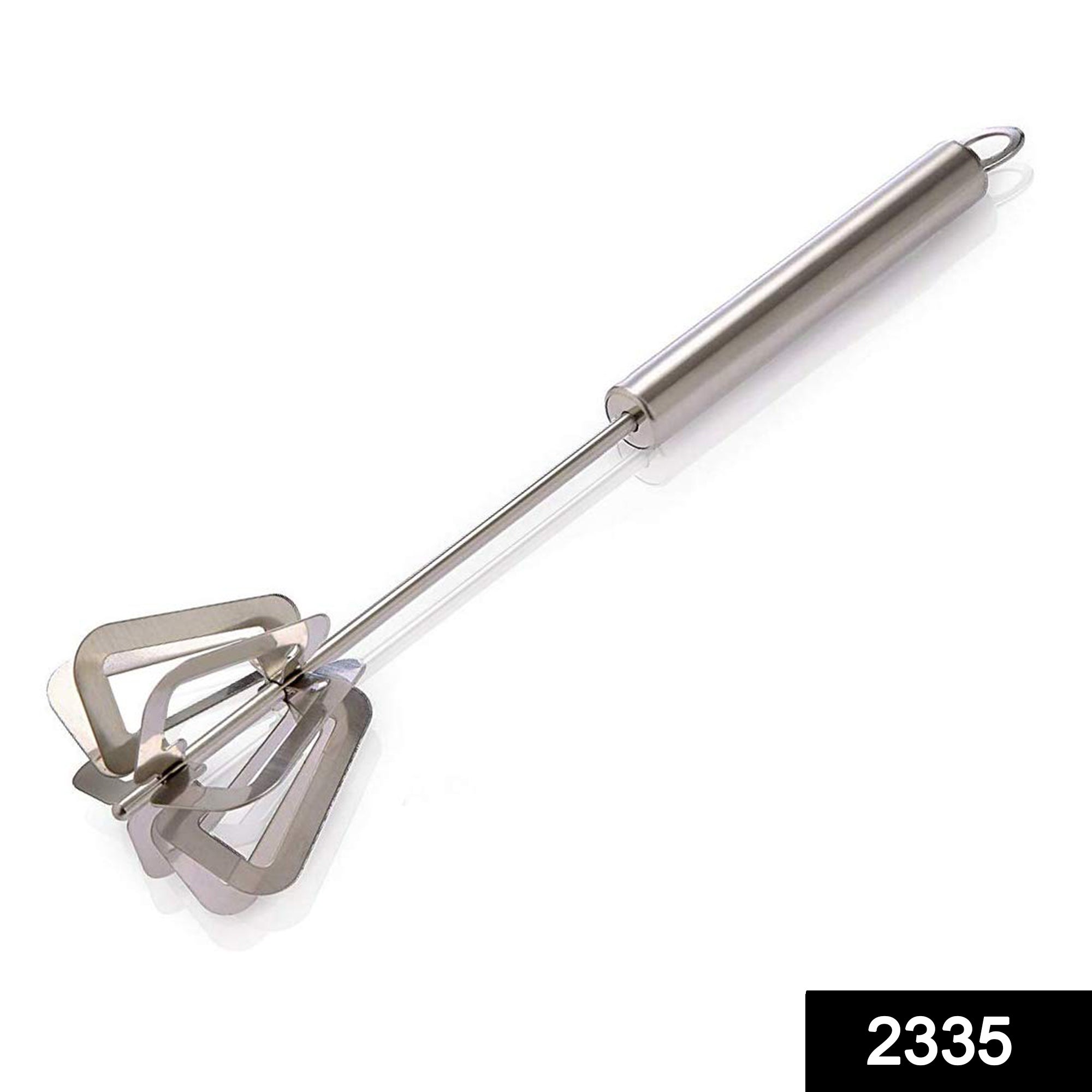 Stainless steel manual hand blender for whisking.