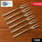 Durable stainless steel fruit forks grouped in set of six