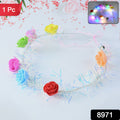LED Flower Crown Headband glowing with multicolor rose lights