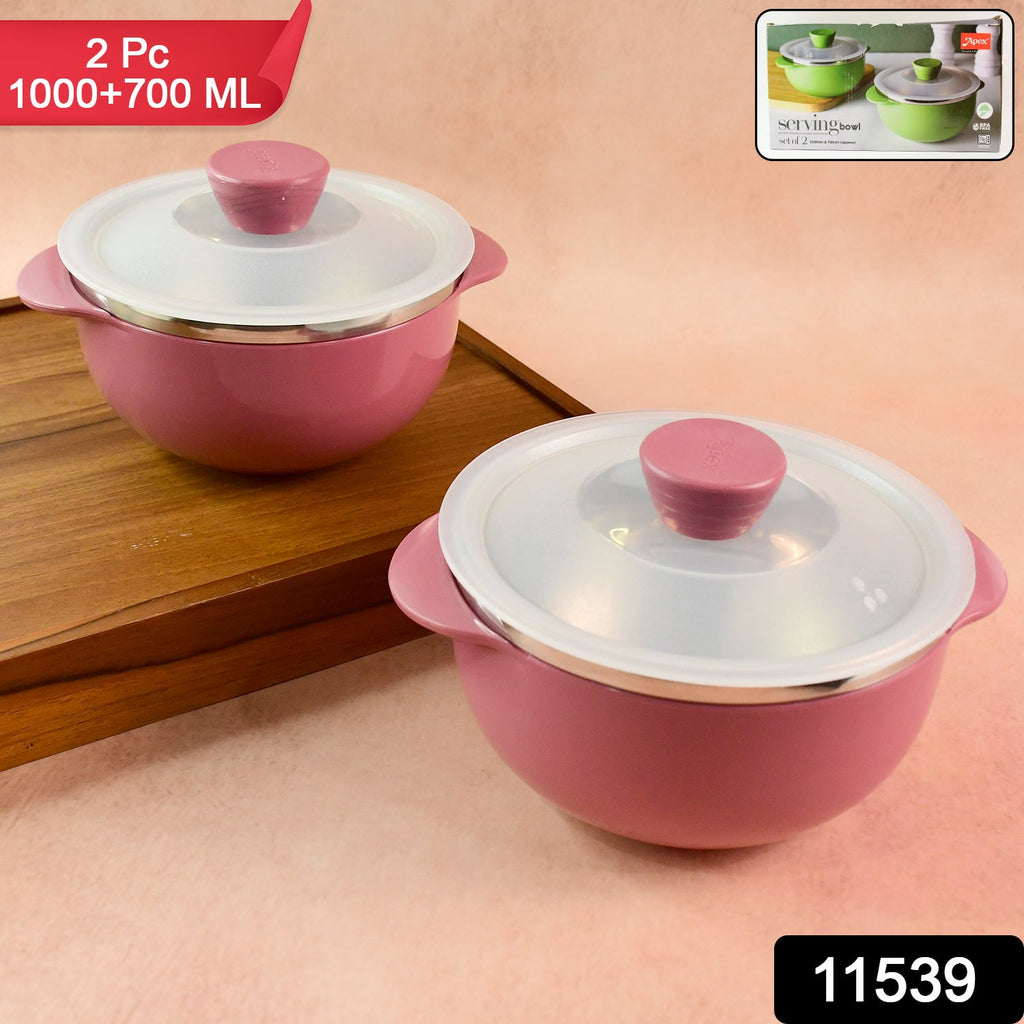 Two BPA-free plastic serving bowls with airtight lids for food storage