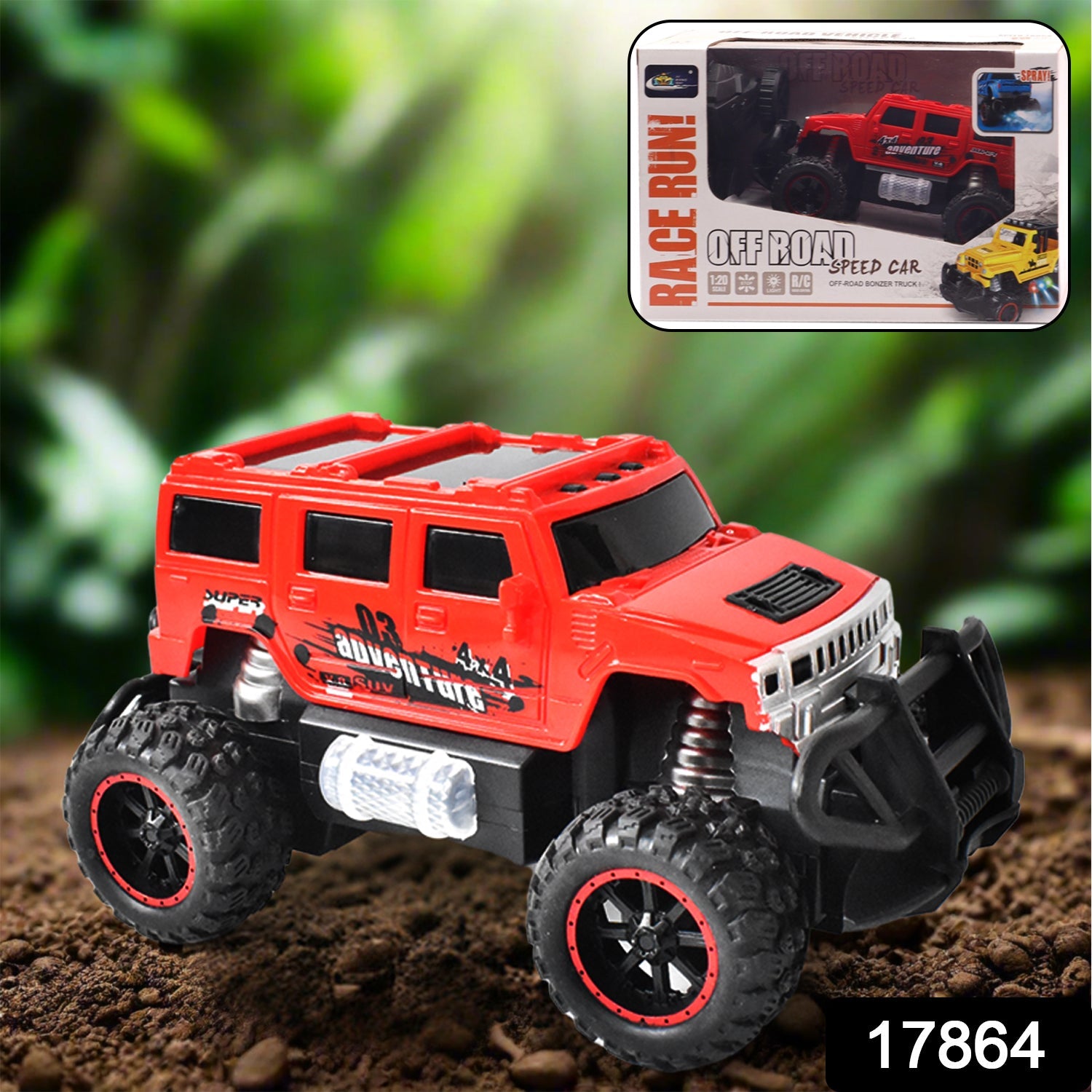 Packaging box for the Puzzlica Mist Spray Race Car Toy, showing product features.