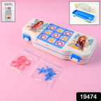 Colorful school pencil box with secure locking clips and puzzle lid