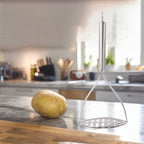 Detail image of stainless steel potato masher blade and handle