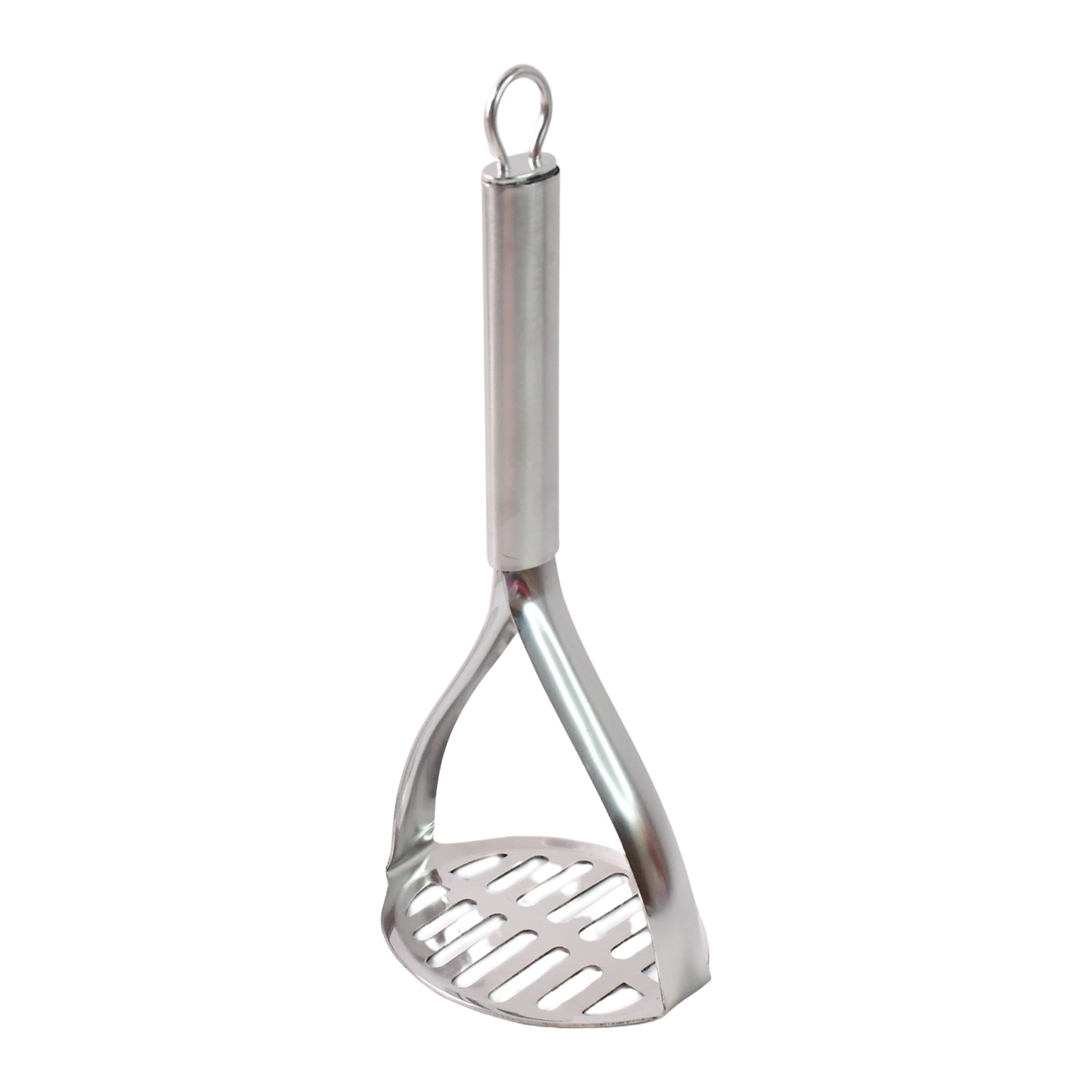 Heavy duty stainless steel potato masher for smooth mashing