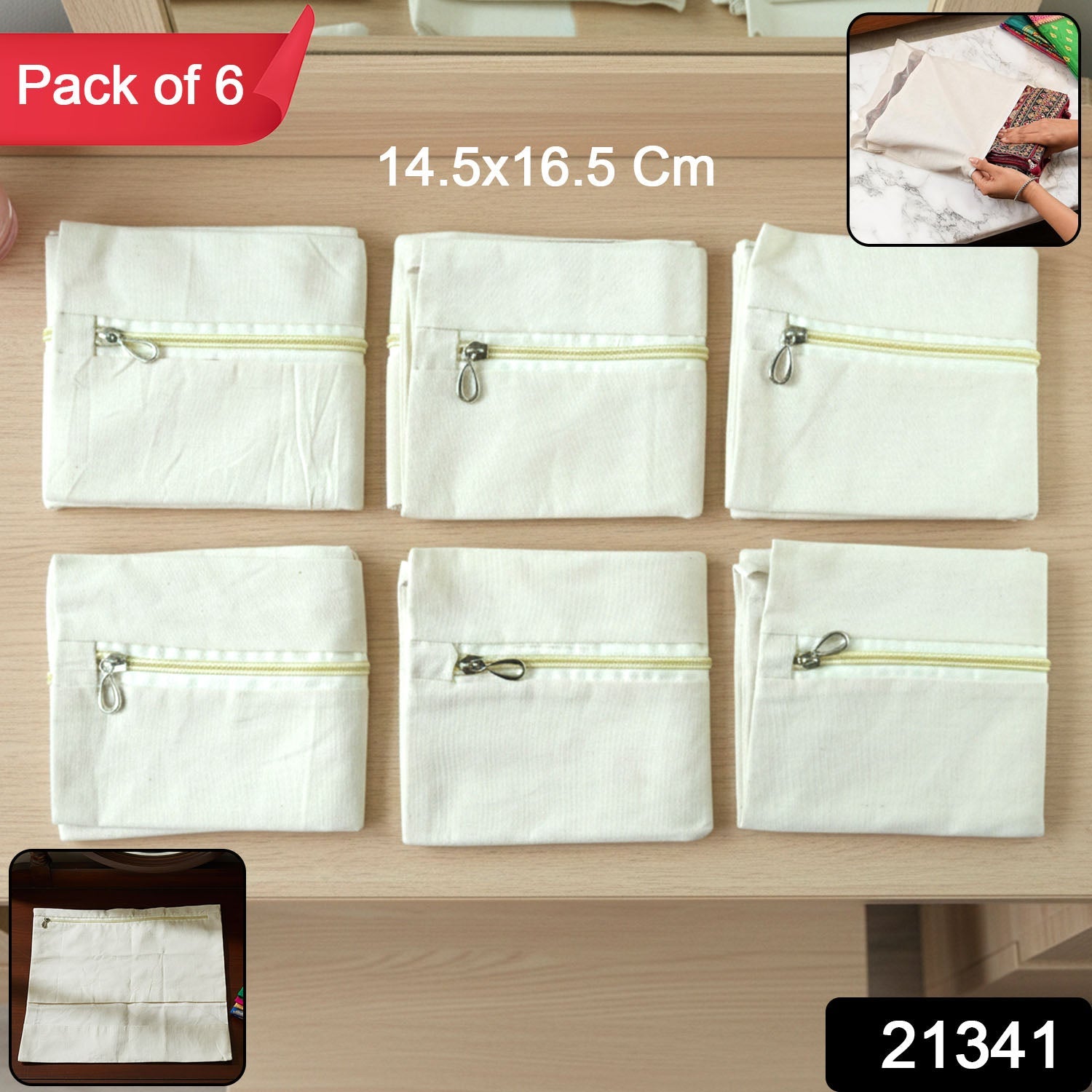 Cloth zipper pouch designed for saree storage and garment protection