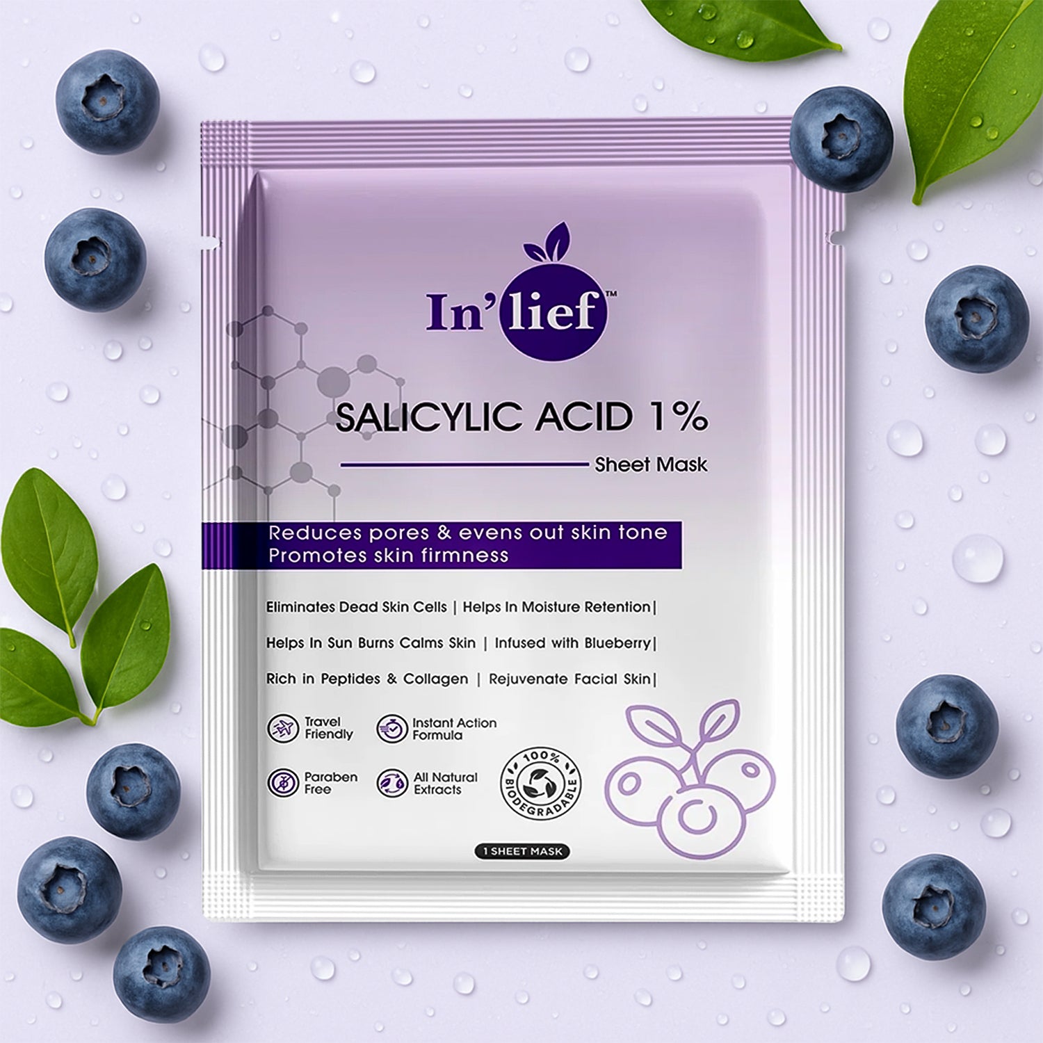 Salicylic Acid 1% Sheet Mask front view showing packaging and branding