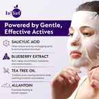 Close-up of Salicylic Acid 1% Sheet Mask ingredients highlighting blueberry extract and peptides
