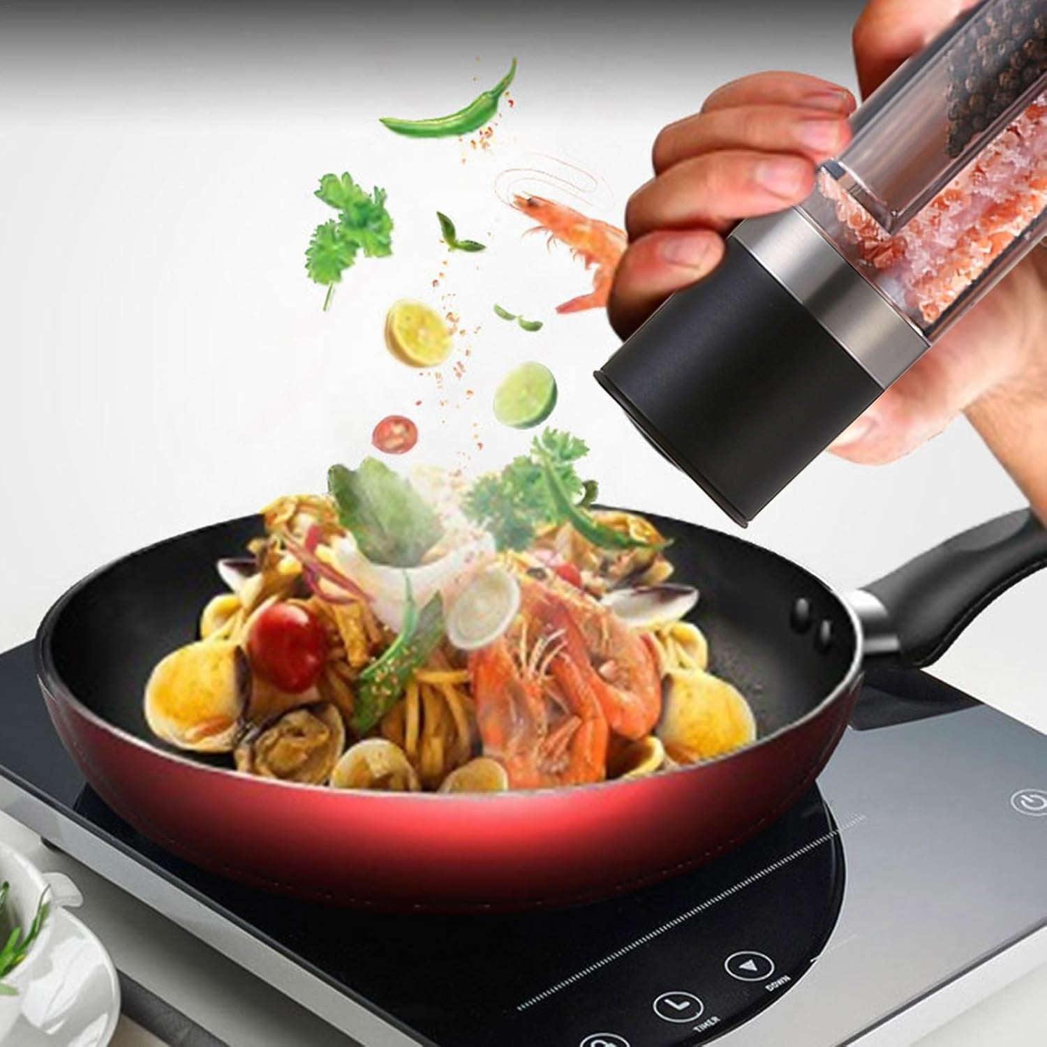 Product image of 2-in-1 stainless steel salt and pepper grinder