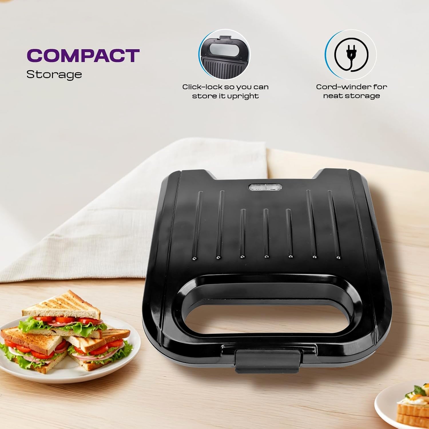 Top view of Orbit sandwich toaster maker showing compact design