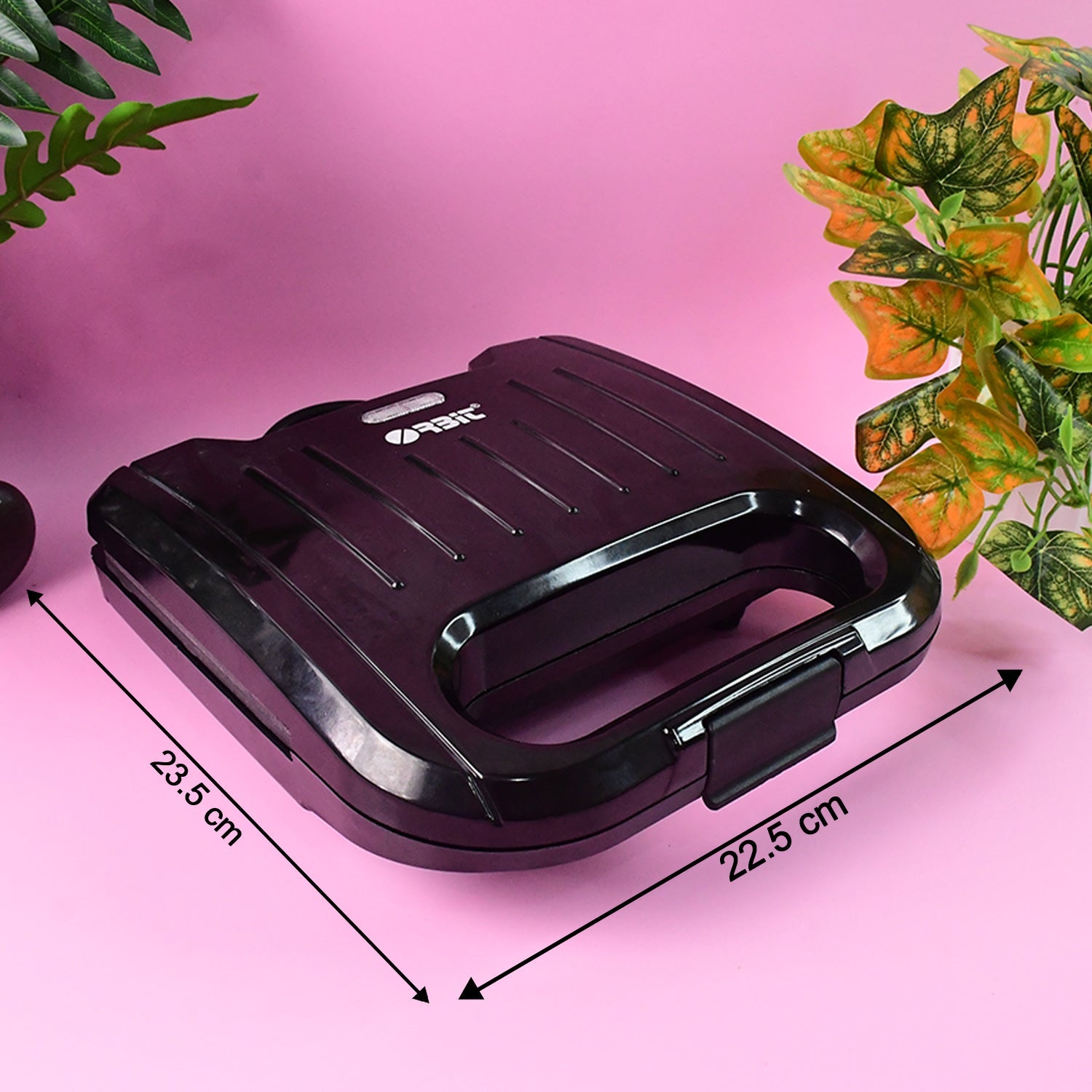 Close-up of non-stick plates on Orbit sandwich toaster maker for easy cleaning