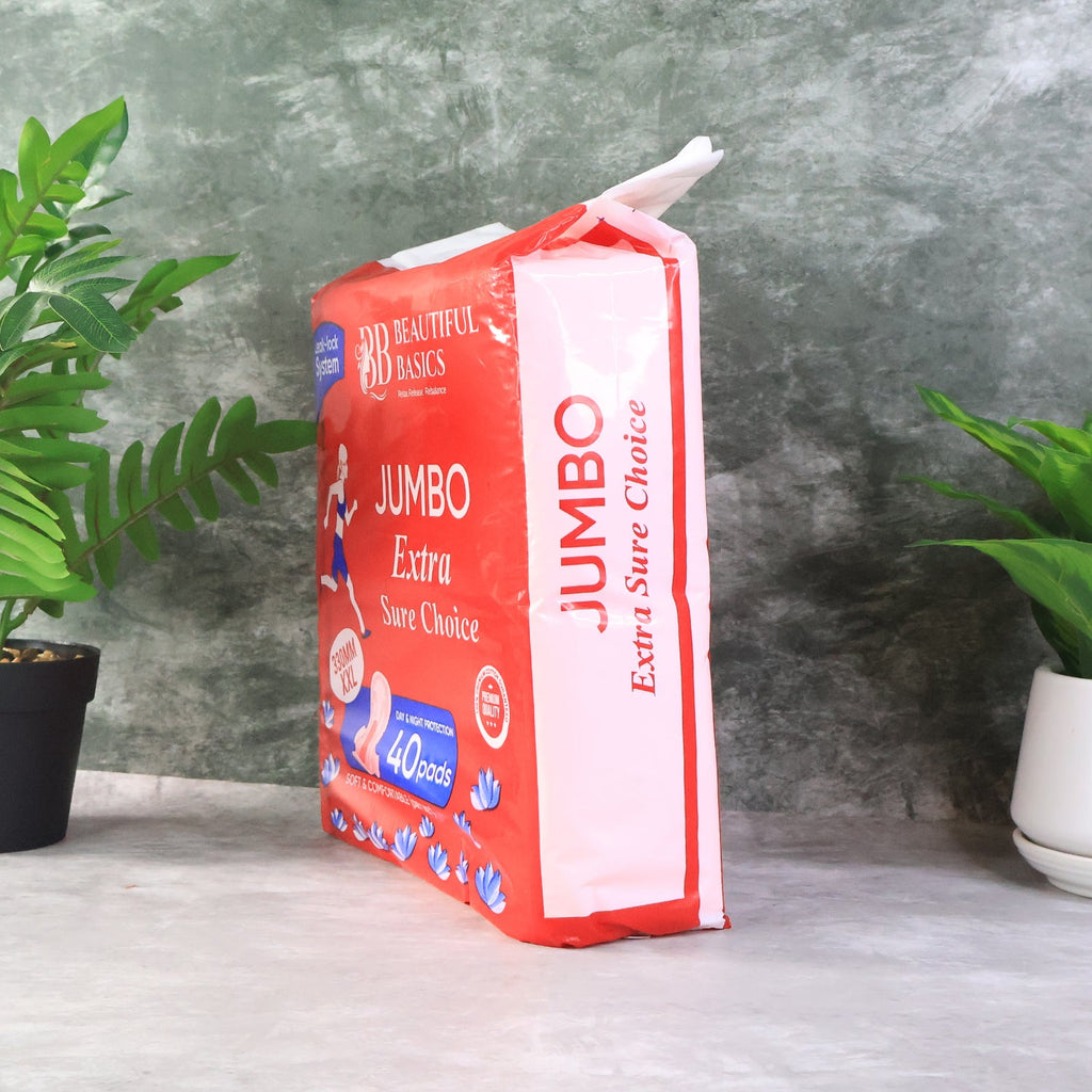 Beautiful Basics Jumbo Extra Sure Choice XXL sanitary pads 330mm pack of 40.