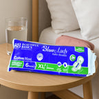 Side view of Blue Lady XL Sanitary Pads 280mm showing soft cotton layer