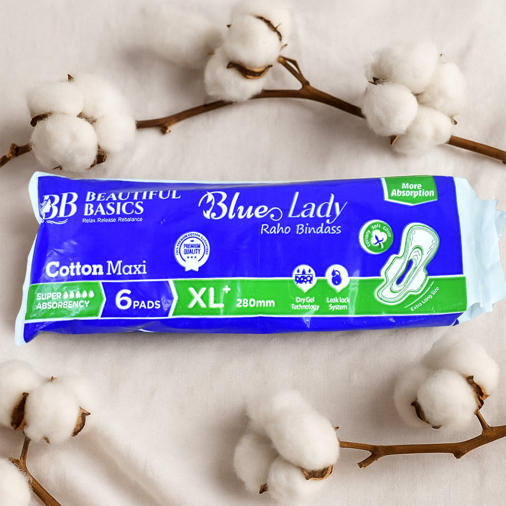 Overnight Blue Lady Sanitary Pad packaging offering extra protection