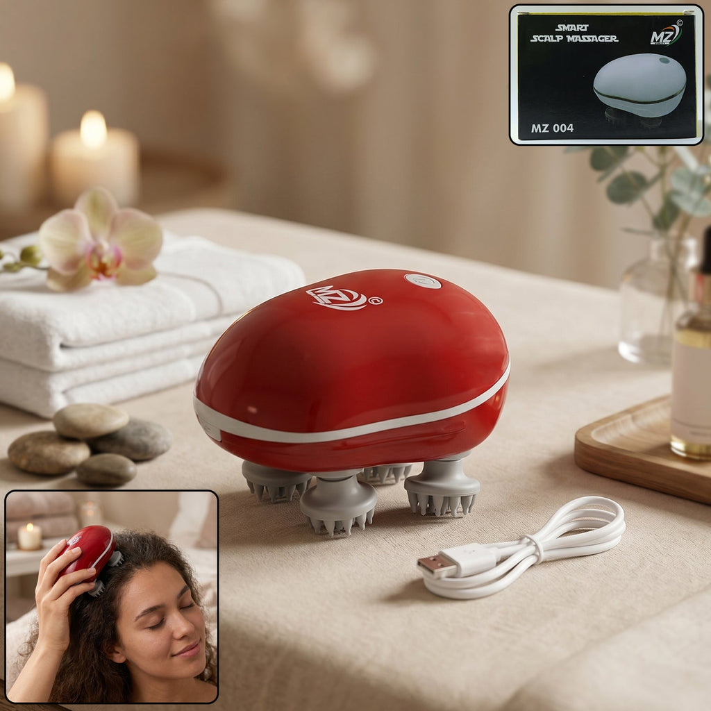 Front view of the smart electric scalp massager with rotating nodes