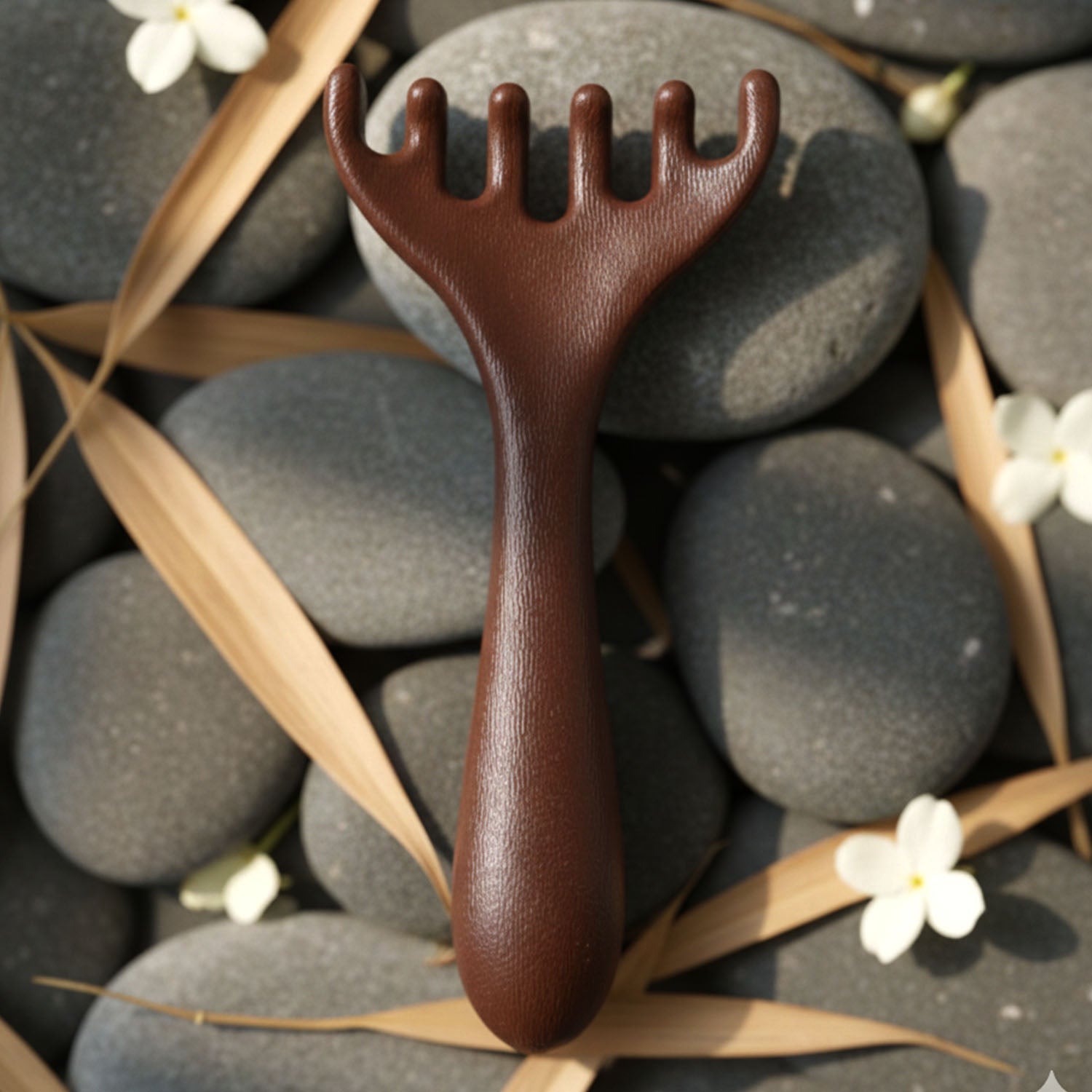 Stress relief scalp massage device with five finger design