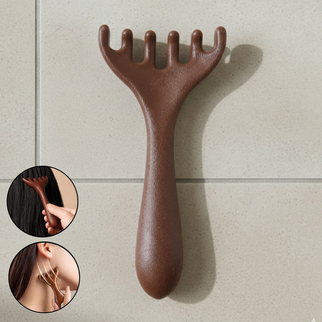 Wooden scalp massager designed for relaxing head and neck massage