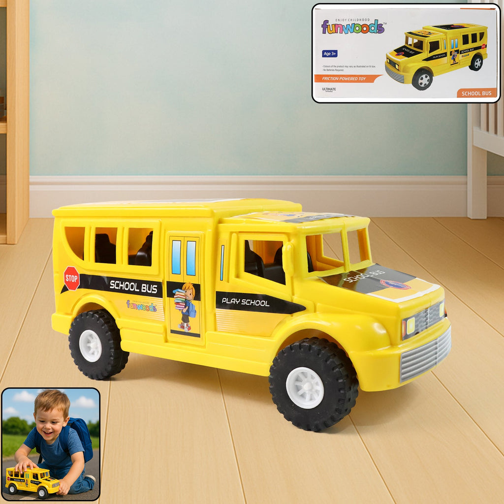 Yellow kids bus toy designed for role-play and imaginative learning