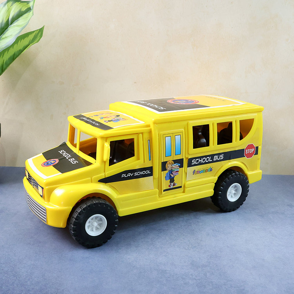 Toy vehicle school bus suitable for kids push-and-go play