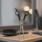Side view of high-quality hair thinning scissors with precise blade teeth