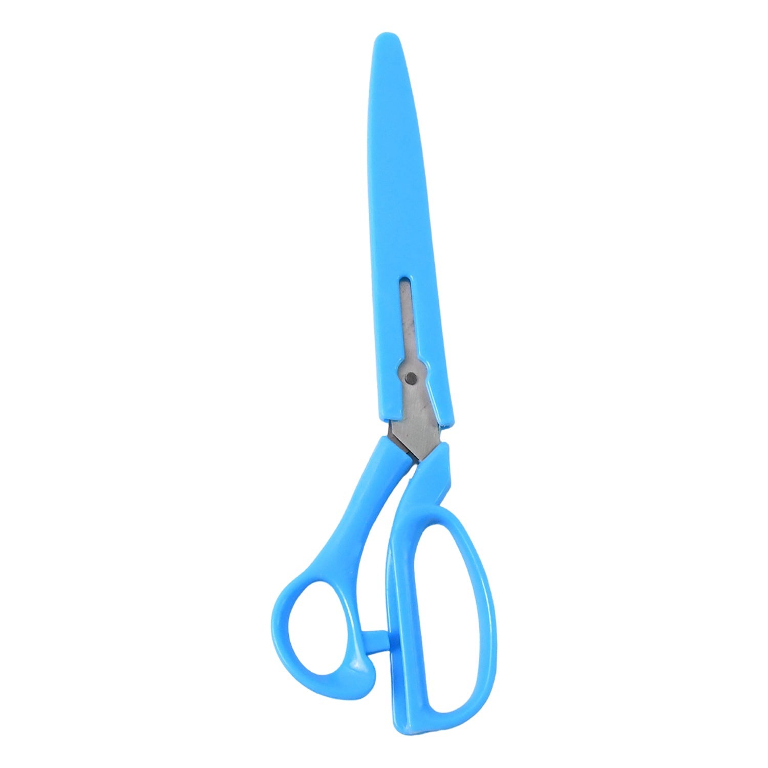 Carbo Titanium fabric scissors making a precise cut through tough denim material.