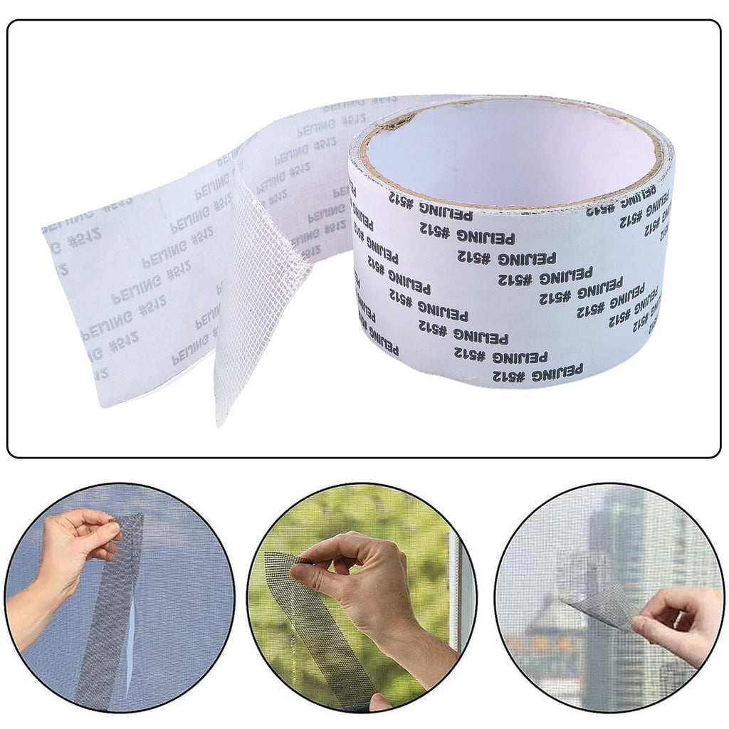 Close-up view of fiberglass mesh mosquito net repair tape showing durability