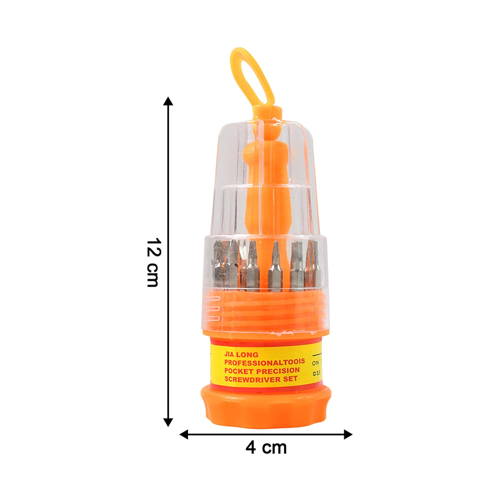 Open view of precision screwdriver set with organized bits