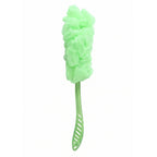Ergonomically designed handle of the bath loofah brush for comfortable use.