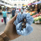 Elegant soft fabric hair scrunchie accessory for daily hair styling