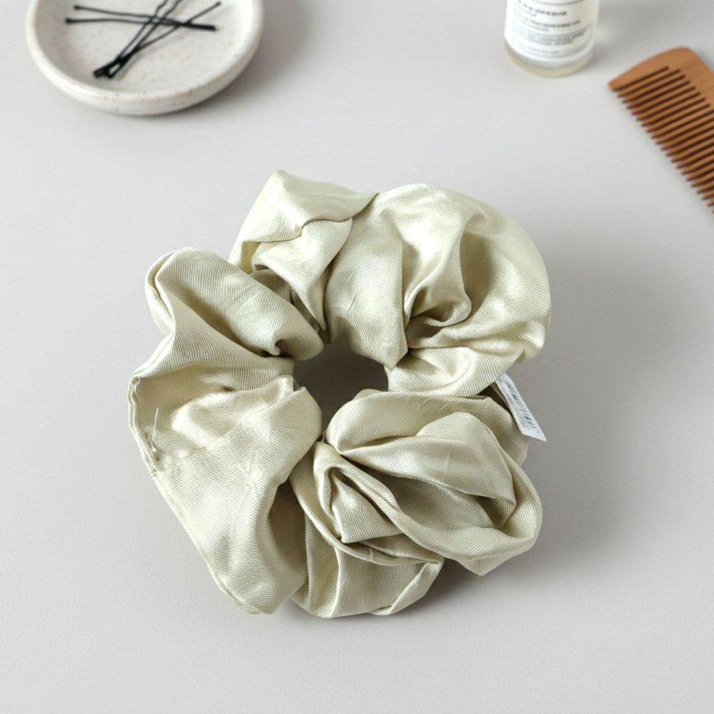 Fabric hair scrunchie designed for minimal and elegant hairstyles