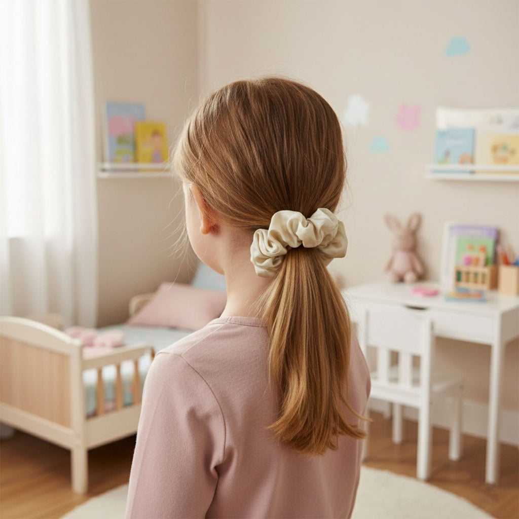 Lightweight and soft fabric hair band scrunchie for daily styling