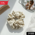 Elegant neutral color fabric hair scrunchie ideal for ponytail