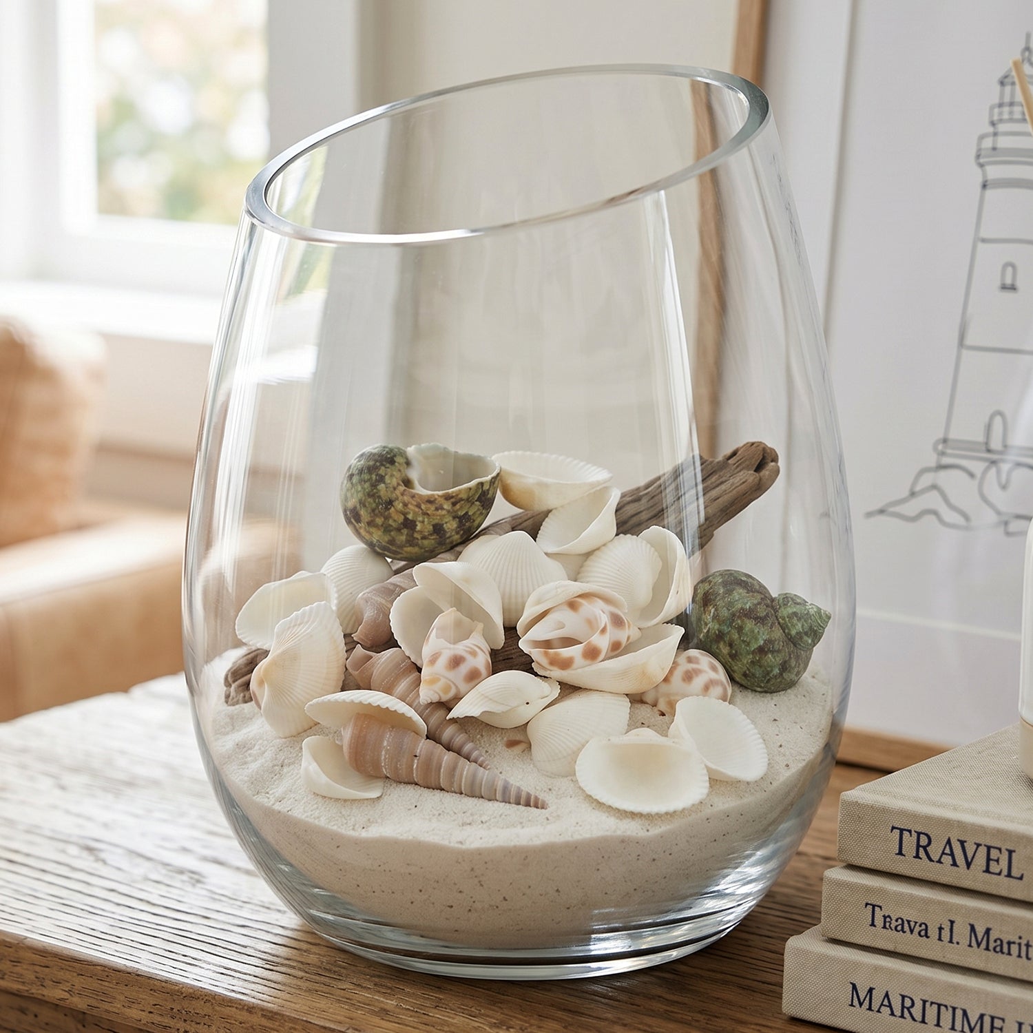 Close-up of natural decorative seashells showing authentic textures and patterns