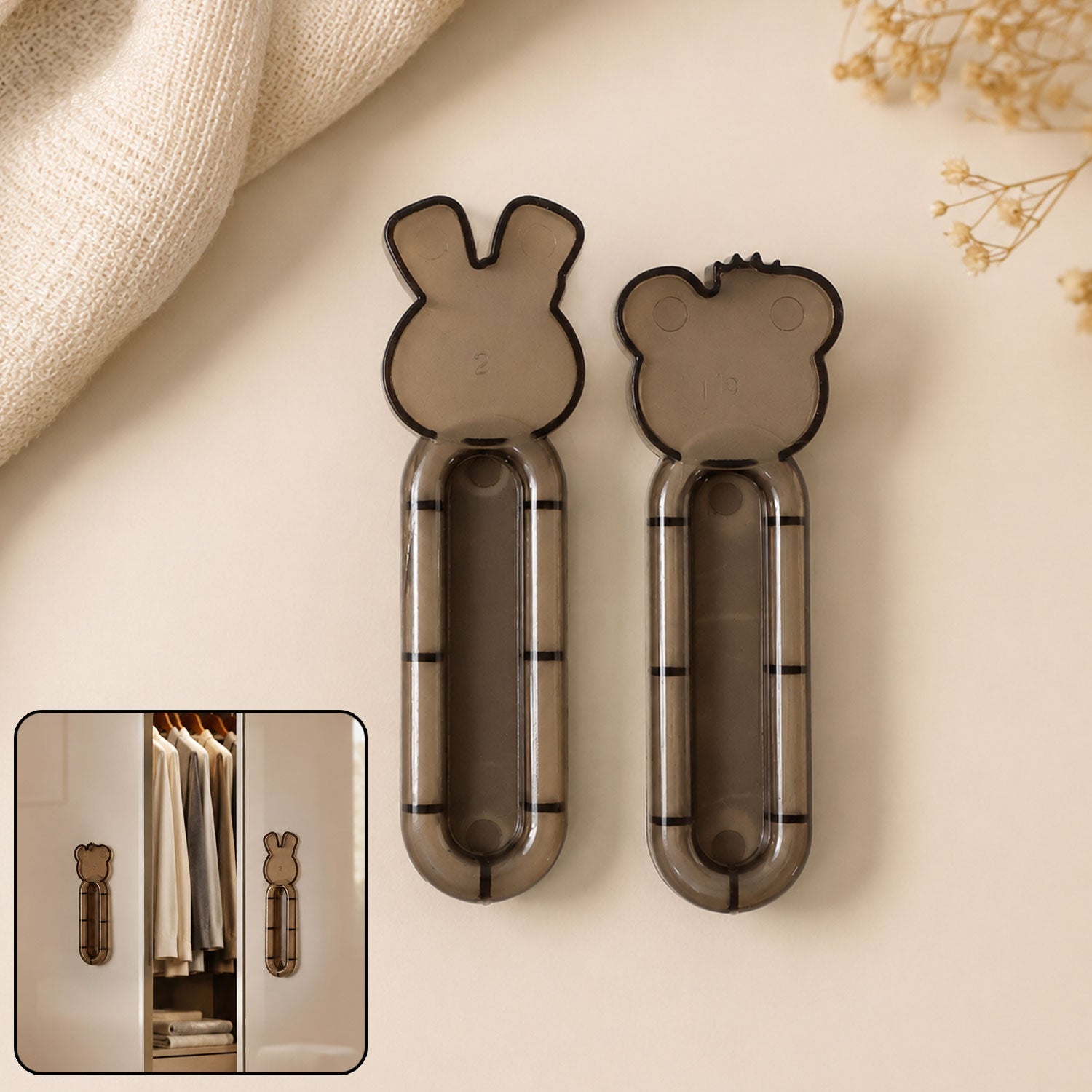 Self stick cabinet handle with strong adhesive backing on door