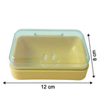Bathroom soap container featuring flip lid and drainage