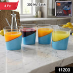 Set of four modern plastic selo glasses with durable build
