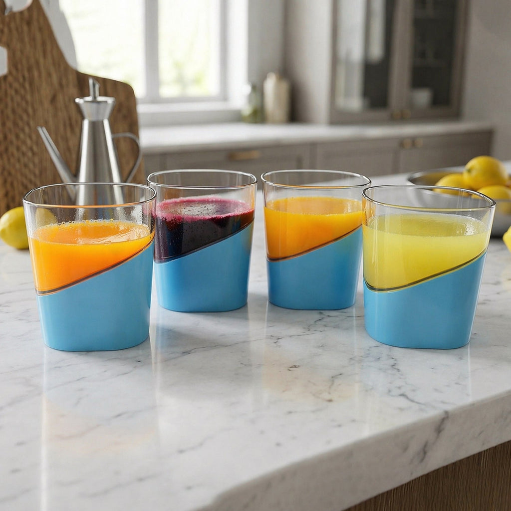 Product image of four plastic selo glasses with modern design