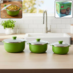 Signature 3-piece serving bowl set with airtight fitted lids