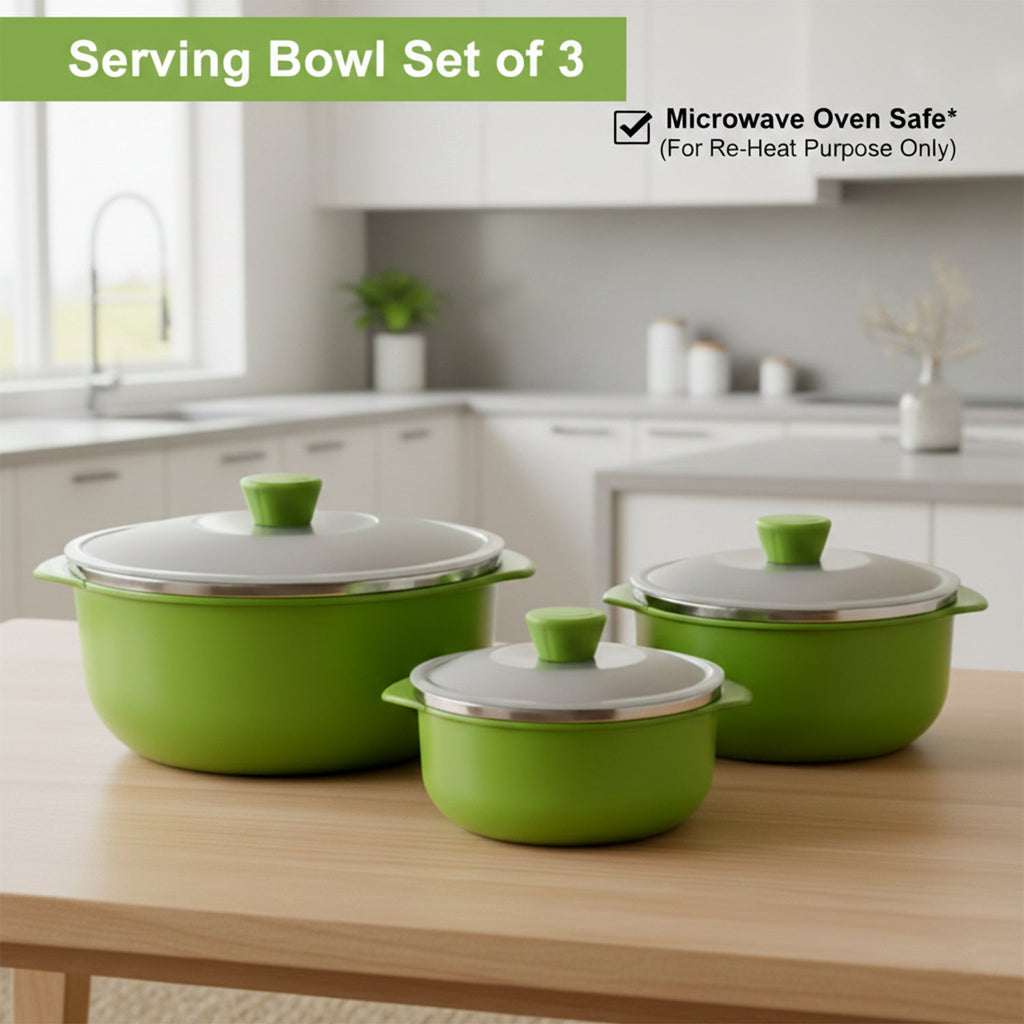 Stackable multipurpose serving bowls for efficient kitchen storage