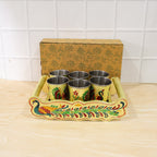 Lifestyle shot of the Minakari serving tray set in a home setting.