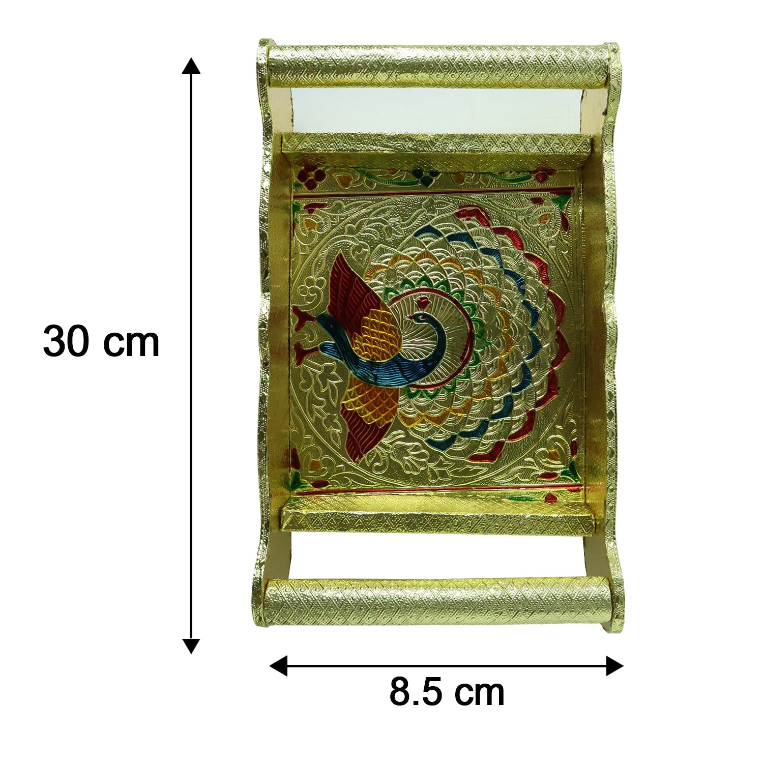 Detailed size specifications for the Minakari serving tray and glasses.