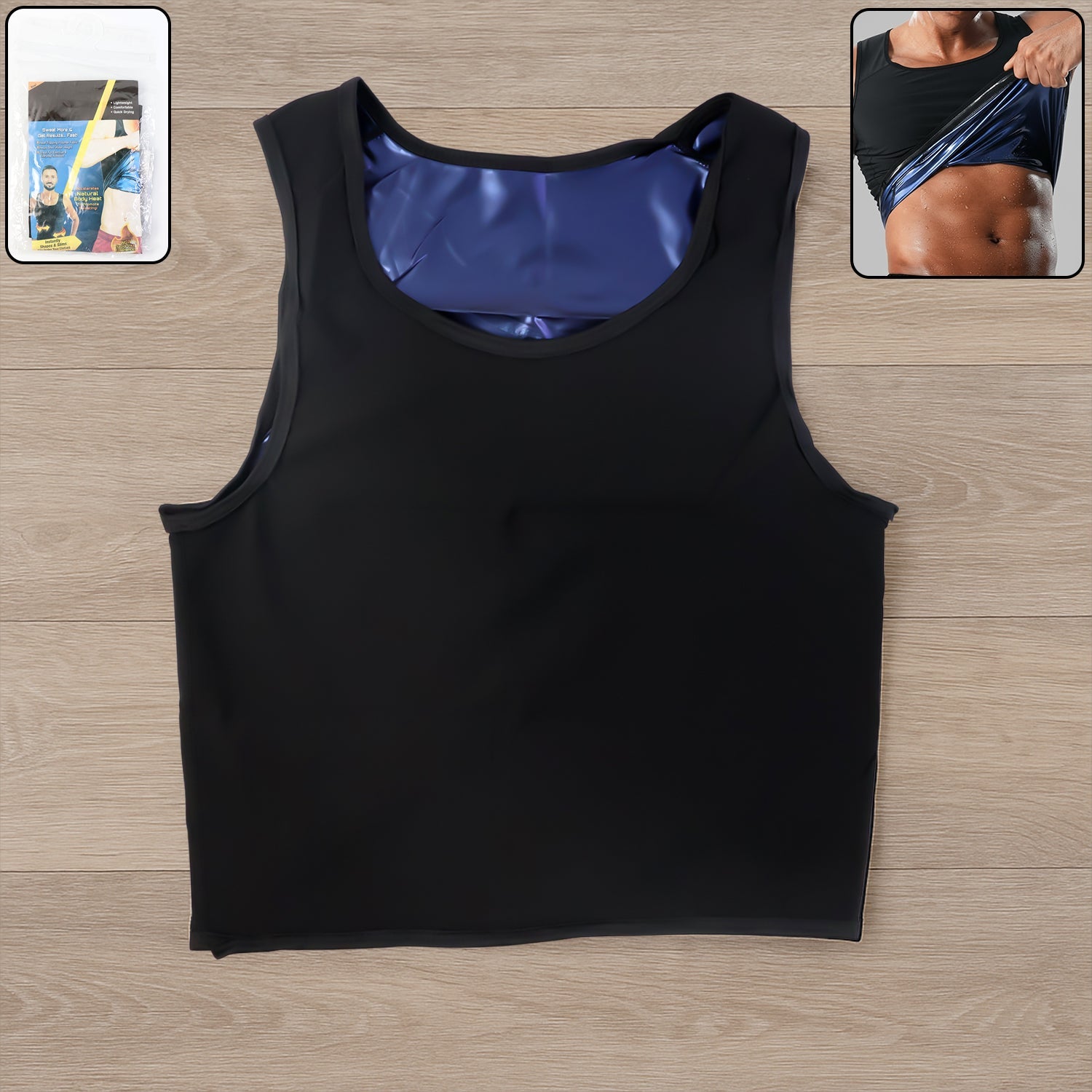 Men's black neoprene sweat shaper tank top for weight loss